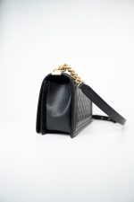 Black Caviar Quilted Old Medium Boy Bag Aged Gold Hardware - Image 14
