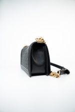 Black Caviar Quilted Old Medium Boy Bag Aged Gold Hardware - Image 18