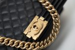 Black Caviar Quilted Old Medium Boy Bag Aged Gold Hardware - Image 3