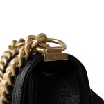 Black Caviar Quilted Small Boy Bag Antique Gold Hardware - Image 3