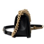 Black Caviar Quilted Small Boy Bag Antique Gold Hardware - Image 11
