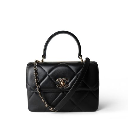 Chanel Black Lambskin Quilted Trendy CC Small Bag Light Gold Hardware