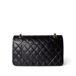 Vintage Black Lambskin Quilted Classic Flap Medium Gold Hardware - Image 8