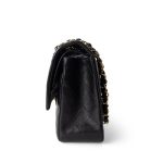 Vintage Black Lambskin Quilted Classic Flap Medium Gold Hardware - Image 9