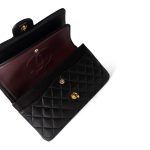Vintage Black Lambskin Quilted Classic Flap Medium Gold Hardware - Image 5