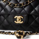 Vintage Black Lambskin Quilted Classic Flap Medium Gold Hardware - Image 6