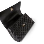 Black Caviar Quilted Coco Handle Medium Light Gold Hardware - Image 10