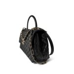 Black Caviar Quilted Coco Handle Medium Light Gold Hardware - Image 2