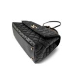 Black Caviar Quilted Coco Handle Medium Light Gold Hardware - Image 9