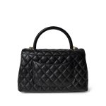 Black Caviar Quilted Coco Handle Medium Light Gold Hardware - Image 5