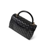 Black Caviar Quilted Coco Handle Medium Light Gold Hardware - Image 4