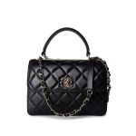 21S Black Lambskin Quilted Small Trendy CC Light Gold Hardware