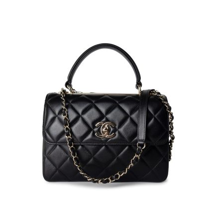 21S Black Lambskin Quilted Small Trendy CC Light Gold Hardware