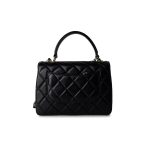 21S Black Lambskin Quilted Small Trendy CC Light Gold Hardware - Image 4