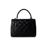 21S Black Lambskin Quilted Small Trendy CC Light Gold Hardware - Image 5