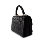 21S Black Lambskin Quilted Small Trendy CC Light Gold Hardware - Image 6