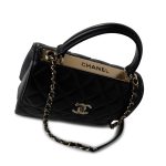 21S Black Lambskin Quilted Small Trendy CC Light Gold Hardware - Image 8
