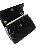 21S Black Lambskin Quilted Small Trendy CC Light Gold Hardware - Image 12
