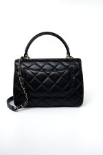Black Lambskin Quilted Trendy CC Small Light Gold Hardware - Image 2