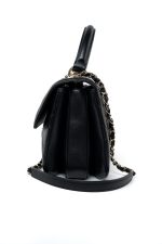 Black Lambskin Quilted Trendy CC Small Light Gold Hardware - Image 3