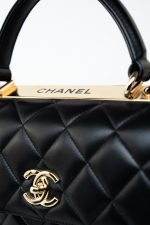 Black Lambskin Quilted Trendy CC Small Light Gold Hardware - Image 6