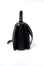 Black Lambskin Quilted Trendy CC Small Light Gold Hardware - Image 9