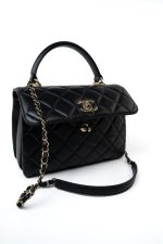 Black Lambskin Quilted Trendy CC Small Light Gold Hardware - Image 10