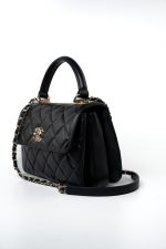 Black Lambskin Quilted Trendy CC Small Light Gold Hardware - Image 13