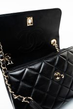 Black Lambskin Quilted Trendy CC Small Light Gold Hardware - Image 16