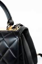 Black Lambskin Quilted Trendy CC Small Light Gold Hardware - Image 18