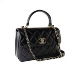 Black Lambskin Quilted Trendy CC Small Light Gold Hardware - Image 2
