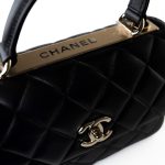 Black Lambskin Quilted Trendy CC Small Light Gold Hardware - Image 3