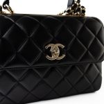 Black Lambskin Quilted Trendy CC Small Light Gold Hardware - Image 6