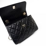 Black Lambskin Quilted Trendy CC Small Light Gold Hardware - Image 8