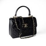 Black Lambskin Quilted Trendy CC Small Light Gold Hardware - Image 9
