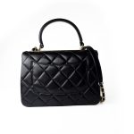 Black Lambskin Quilted Trendy CC Small Light Gold Hardware - Image 13