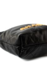 Shiny Black Calfskin Quilted Mini 22 Bag Antique Gold Hardware - Image 8