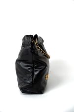 Shiny Black Calfskin Quilted Mini 22 Bag Antique Gold Hardware - Image 14