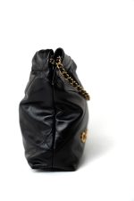 Shiny Black Calfskin Quilted Mini 22 Bag Antique Gold Hardware - Image 9