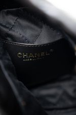 Shiny Black Calfskin Quilted Mini 22 Bag Antique Gold Hardware - Image 13