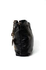 Shiny Black Calfskin Quilted Mini 22 Bag Antique Gold Hardware - Image 12