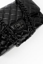 So Black Shiny Crumpled Calfskin Quilted Jumbo Double Flap - Image 18