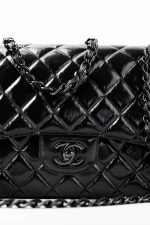 So Black Shiny Crumpled Calfskin Quilted Jumbo Double Flap - Image 16