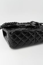So Black Shiny Crumpled Calfskin Quilted Jumbo Double Flap - Image 10