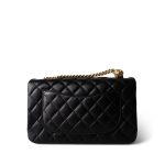 Sweet Camelia Single Flap Black Lambskin Quilted Aged Gold Hardware - Image 3