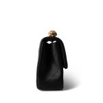Sweet Camelia Single Flap Black Lambskin Quilted Aged Gold Hardware - Image 4