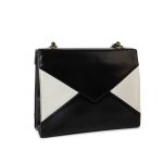 Vintage Black and White Lambskin Envelope Shoulder Bag Gold Hardware - Image 7