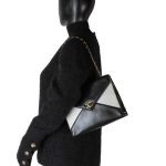 Vintage Black and White Lambskin Envelope Shoulder Bag Gold Hardware - Image 2