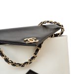 Vintage Black and White Lambskin Envelope Shoulder Bag Gold Hardware - Image 12