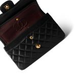 Vintage Black Lambskin Quilted Classic Flap Small Gold Hardware - Image 8